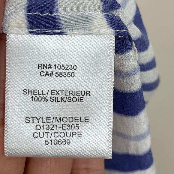 Equipment Small S Bright White Blue Silk Riley Endangered Tee Multi Tiger Stripe - Picture 10 of 10